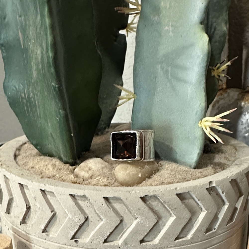 Silpada Silver and brown stone Square Ring